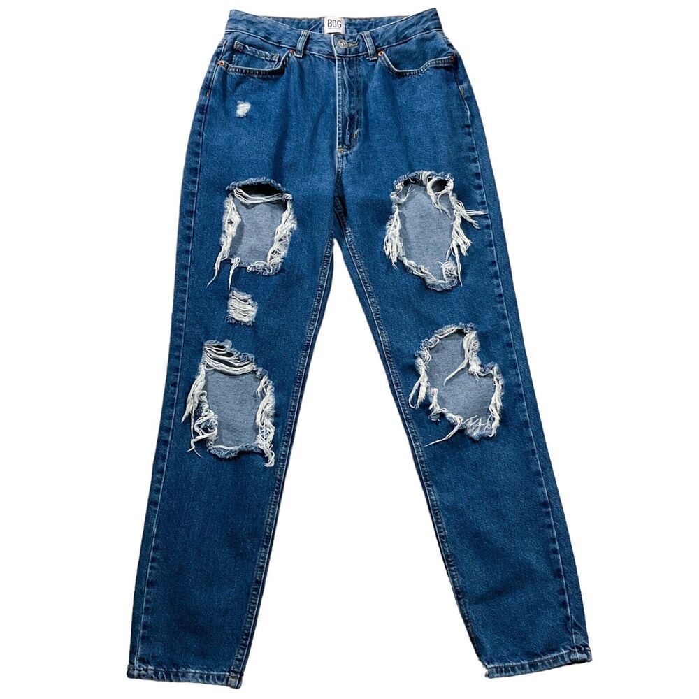 BDG Womens Jeans size 4 W27 Medium Wash Mom High Rise x28”insm 100% Cotton Denim
